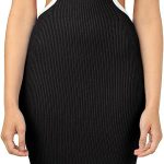 KMOLY Women's Sexy Sleeveless Cut Out Dress Crewneck Bodycon Hollow Backless Knitted Evening Cocktail Party Midi Dresses